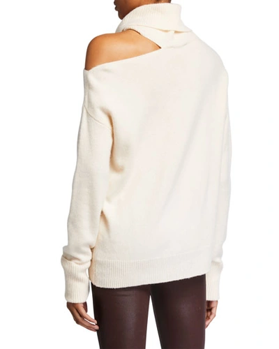 Shop Paige Raundi Cold-shoulder Wool Sweater In Ivory