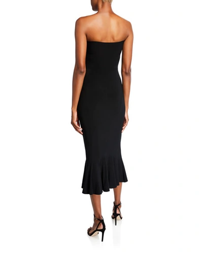 Shop Norma Kamali Strapless Fishtail Midi Dress In Black