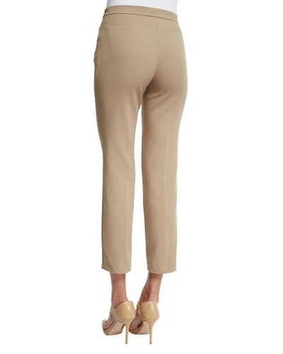 Shop Akris Punto Franca Mid-rise Cropped Pants In Light Brown