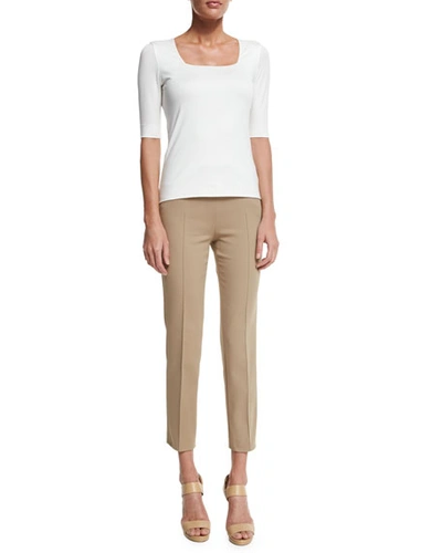 Shop Akris Punto Franca Mid-rise Cropped Pants In Light Brown