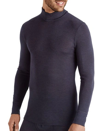 Shop Hanro Men's Woolen Silk Turtleneck Shirt In Gray