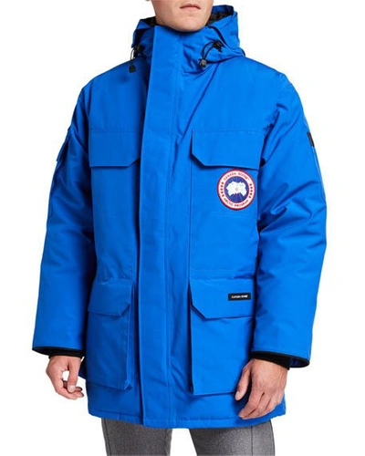 Shop Canada Goose Men's Expedition Hooded Parka Coat W/ Removable Fur Trim In Royal Pbi Blue