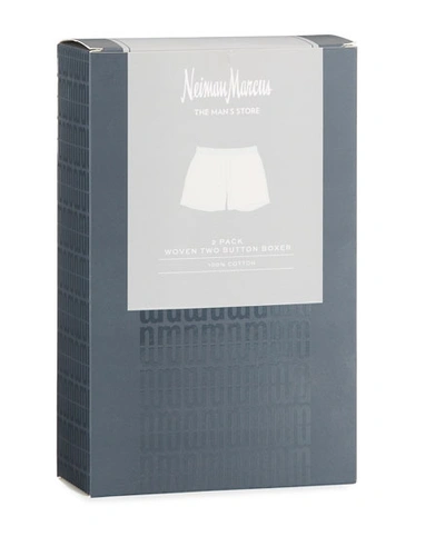 Neiman Marcus Men's 2-pack Tagless Cotton Boxers, White In White