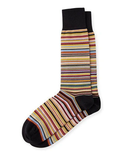 Shop Paul Smith Multicolored Fine Striped Socks In Brown Pattern