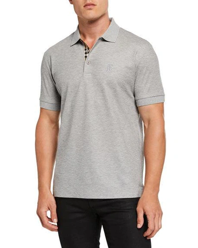 Shop Burberry Men's Eddie Pique Polo Shirt, Gray