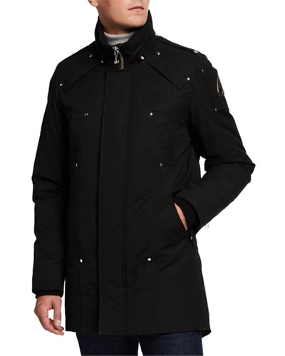 Shop Moose Knuckles Men's Stirling Down Parka Coat With Fur Trim In Black/black Fur