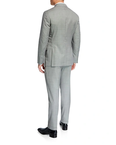 Shop Brunello Cucinelli Men's Micro-houndstooth Two-piece Wool Suit In Gray