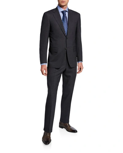 Shop Canali Men's Solid Stretch-wool Two-piece Suit In Gray