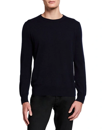 Shop The Row Men's Benji Crewneck Cashmere Sweater In Dark Blue