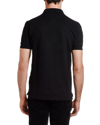 Shop Tom Ford Men's Pique-knit Polo Shirt, Black