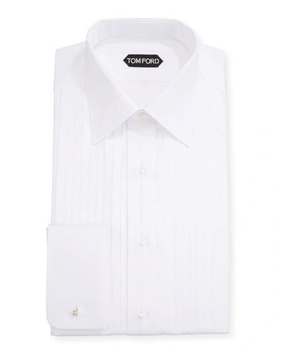 Shop Tom Ford Men's Plisse Formal Dress Shirt In White