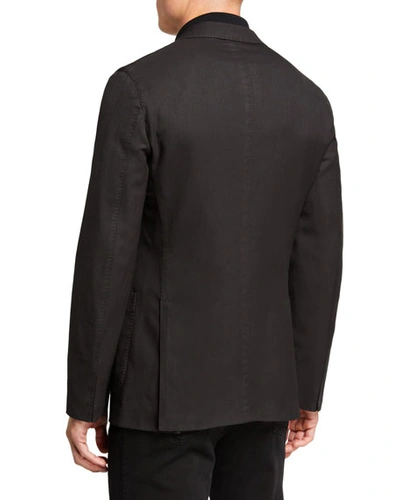 Shop Boglioli Men's Herringbone Two-button Wool Jacket In Black