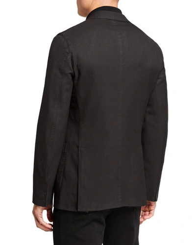 Boglioli Men's Herringbone Two-button Wool Jacket In Black
