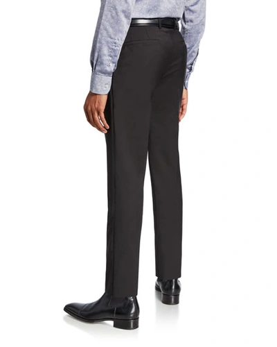 Shop Etro Men's Wool Tuxedo Pants In Black