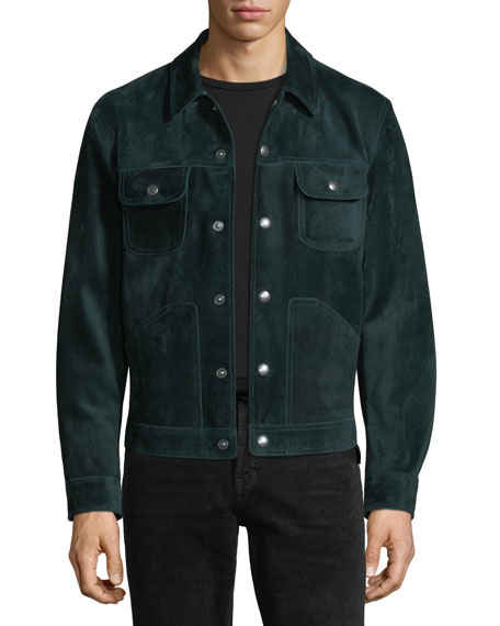 Tom Ford Emerald Suede Jean Jacket In Green | ModeSens