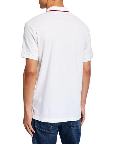 Shop Burberry Men's Polo Shirt With Icon Stripe Placket In White