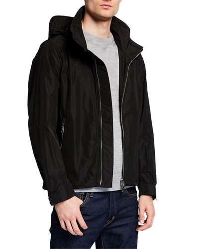 Shop Burberry Men's Hargrave Zip-front Jacket In Black