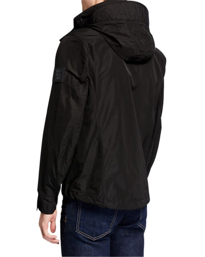 Shop Burberry Men's Hargrave Zip-front Jacket In Black