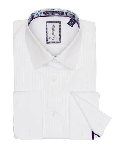 Shop Robert Graham Men's Whitby Pleated-bib Dress Shirt In White
