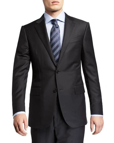 Shop Ermenegildo Zegna Men's Trofeo Milano Two-piece Wool Regular-fit Suit In Black