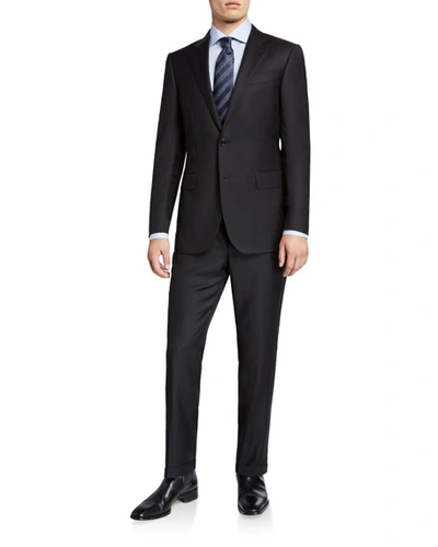 Shop Ermenegildo Zegna Men's Trofeo Milano Two-piece Wool Regular-fit Suit In Black