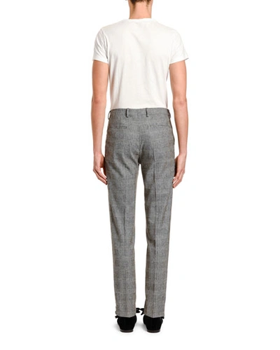 Shop Dolce & Gabbana Men's Glen Plaid Wool Flat-front Pants In Gray