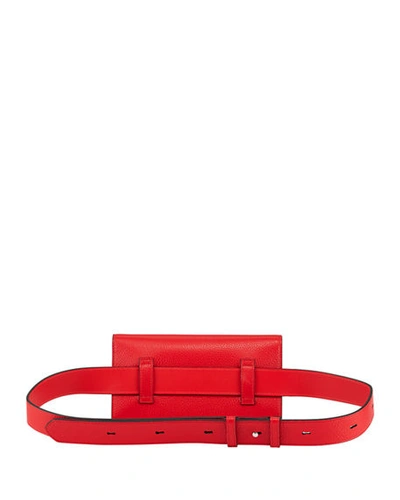 Shop Christian Louboutin Boudoir Xs Leather Belt Bag With Chain Strap In Red/gold