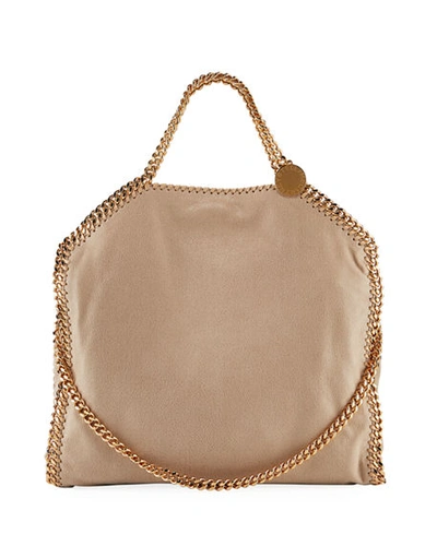 Shop Stella Mccartney Falabella Fold-over Tote Bag In Medium Beige