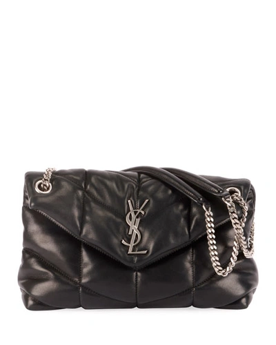 Shop Saint Laurent Lou Puffer Small Ysl Shoulder Bag In Quilted Leather In Black