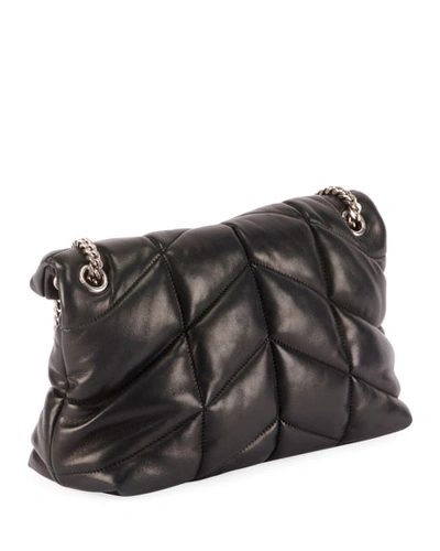 Shop Saint Laurent Lou Puffer Small Ysl Shoulder Bag In Quilted Leather In Black