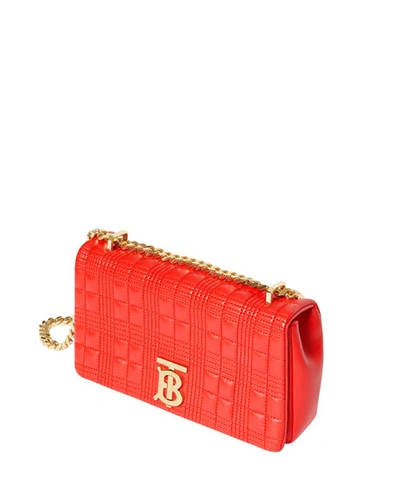 Shop Burberry Lola Small Quilted Lambskin Crossbody Bag In Bright Red