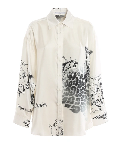 Shop Ermanno Scervino Silk Satin Over Shirt In White
