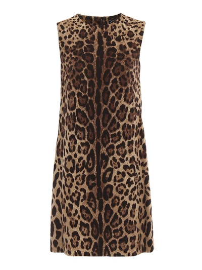 Shop Dolce & Gabbana Leo Print Silk Sheath Dress In Animal Print