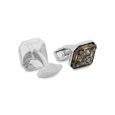 Shop Tateossian Octagonno Rhodium Cufflinks In Black