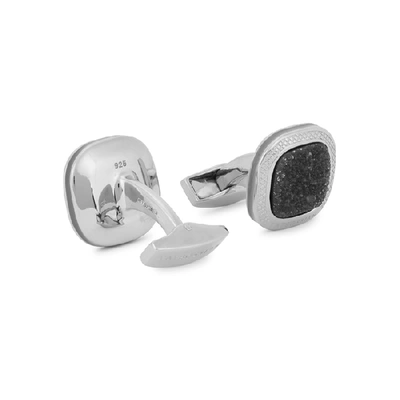 Shop Tateossian Silver-tone Drusy Stone Cufflinks In Black And Silver