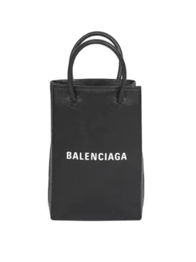 Shop Balenciaga Leather Phone Case In Black