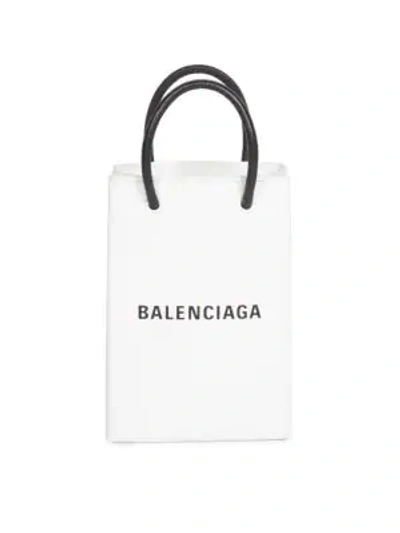 Shop Balenciaga Leather Phone Case In White