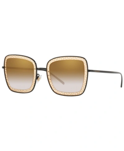 Shop Dolce & Gabbana Women's Sunglasses, Dg2225 In Black/grad Light Brown Mirror Gold