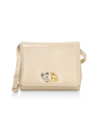 Shop Little Liffner Focaccia Leather Crossbody Bag In Ivory