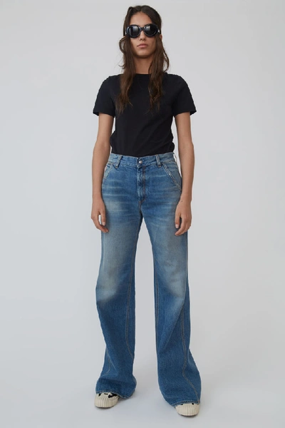 Shop Acne Studios Wide-leg Workwear Trousers Mid Blue