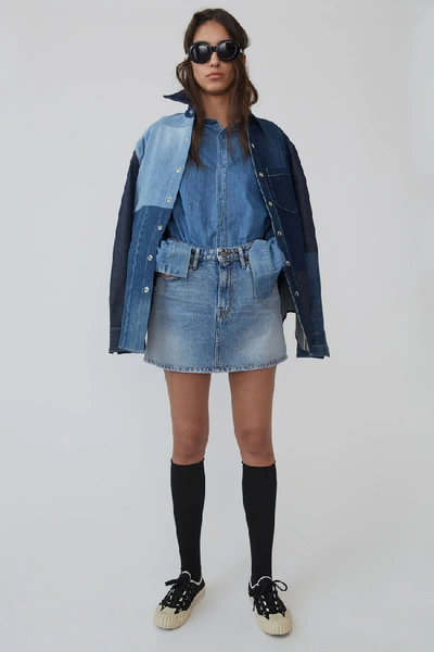 Shop Acne Studios Denim Mini Skirt Light Blue