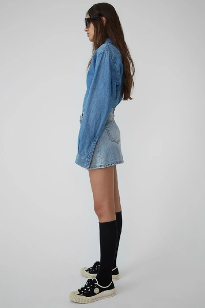 Shop Acne Studios Denim Mini Skirt Light Blue