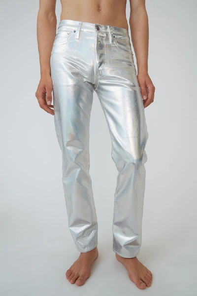 Shop Acne Studios 1996 Holographic Foil White/holographic In Classic Fit Jeans