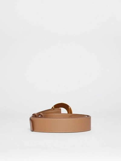 Shop Burberry Porthole Buckle Leather Belt In Light Camel