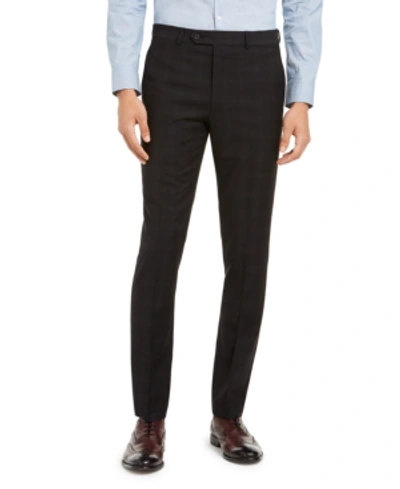 Shop Calvin Klein Men's Skinny-fit Infinite Stretch Black Plaid Suit Separate Pants