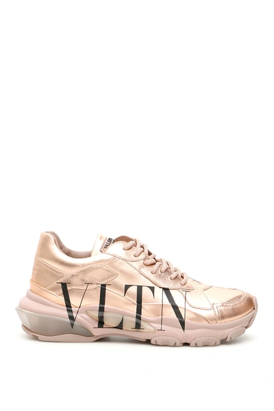 Shop Valentino Vltn Bounce Sneakers In Poudre Nero Poudre (metallic)