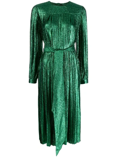 Shop Marc Jacobs Pleated Lurex Dress In Green