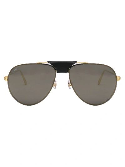 Shop Cartier Sunglasses In Gold Ivory Brown