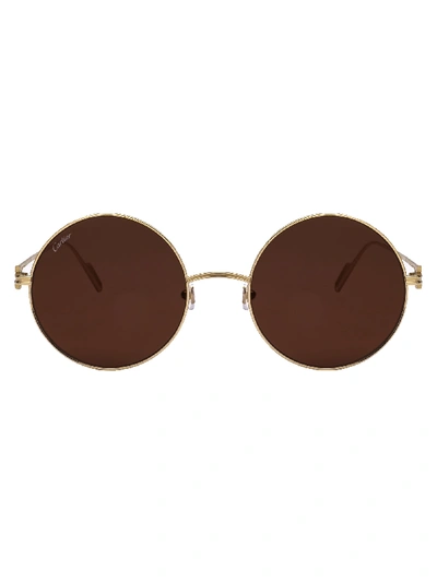 Shop Cartier Eyewear Sunglasses In Gold Gold Brown
