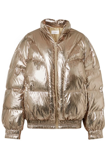 Shop Isabel Marant Étoile Kristen Quilted Metallic Shell Jacket In Brass
